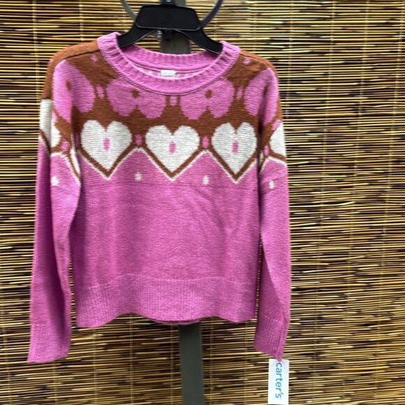 Carter's Big Girls Heart Mohair Like Sweater - Pink Size 4T - Picture 2 of 3